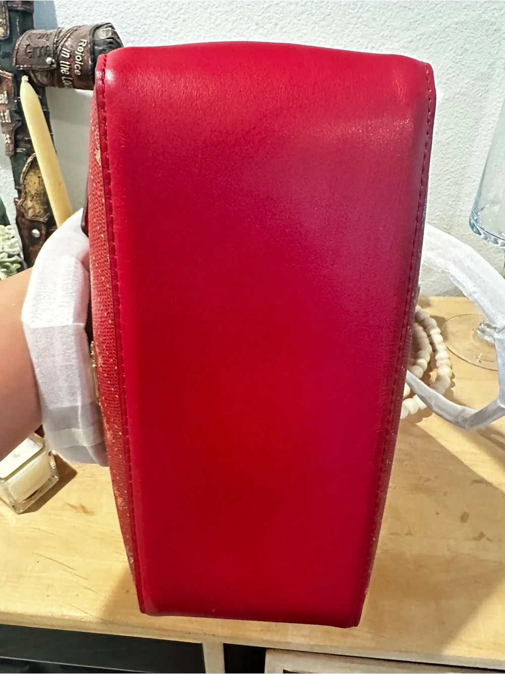 Coach Red Signature Monogram Tote with Gold Logo